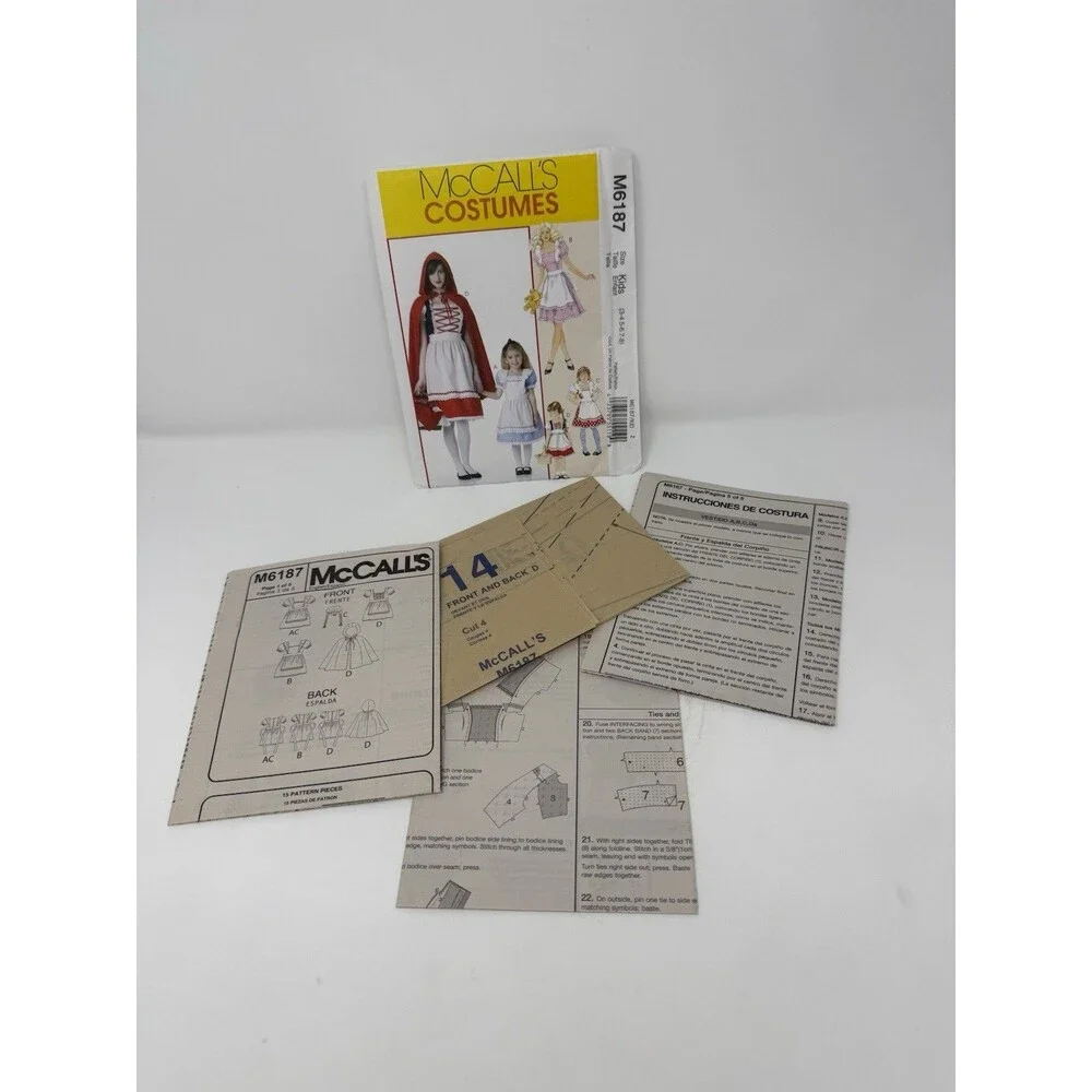 Uncut MCCALLS M6187 KIDS' SIZE S-XL STORYBOOK COSTUMES SEWING PATTERN